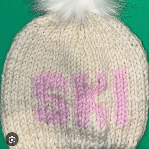 Cozy GOGO Knit with fur Pom-Pom Beanie in cream and pink only available